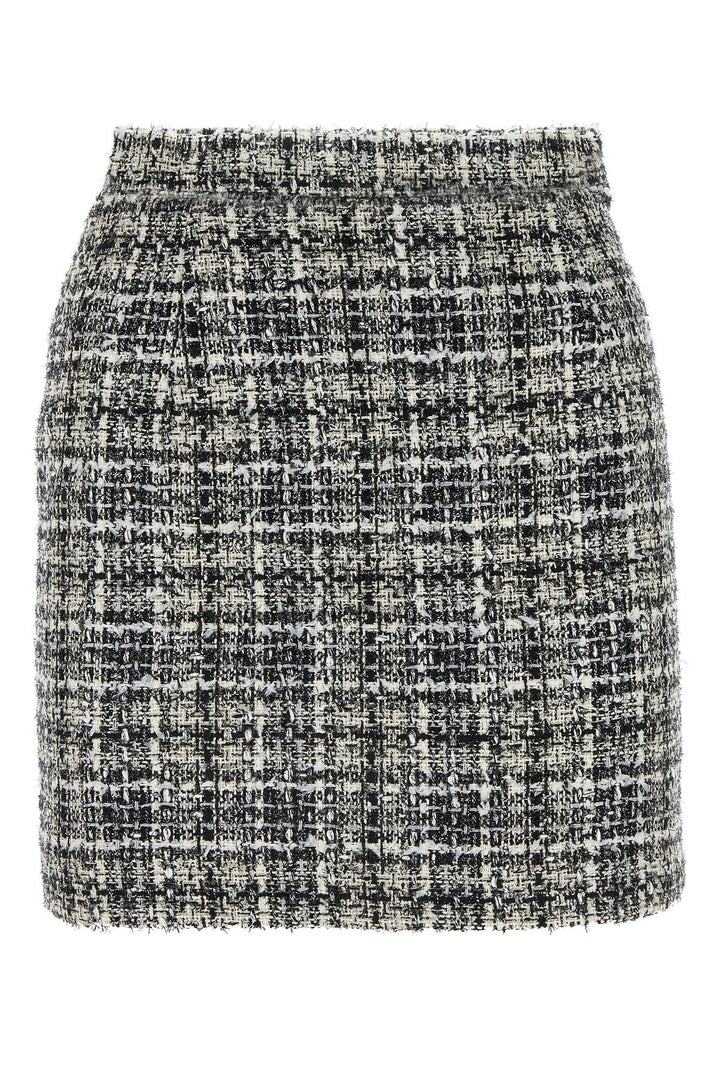 Embroidered tweed mini skirt