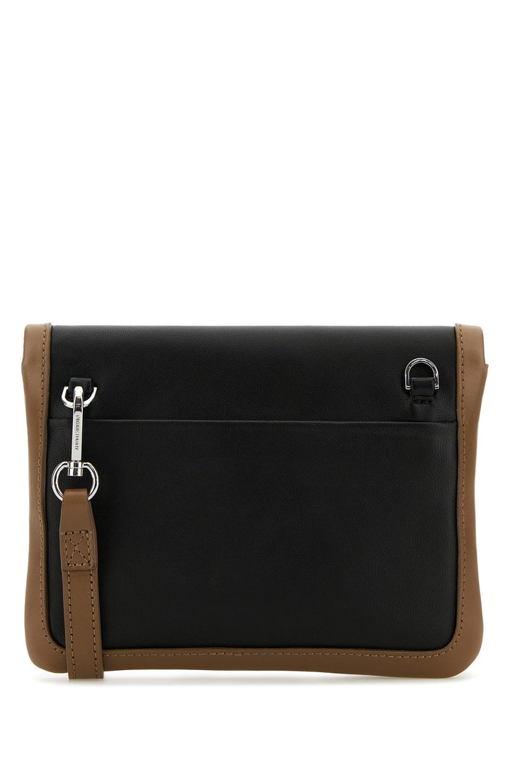 Black leather Alpha clutch