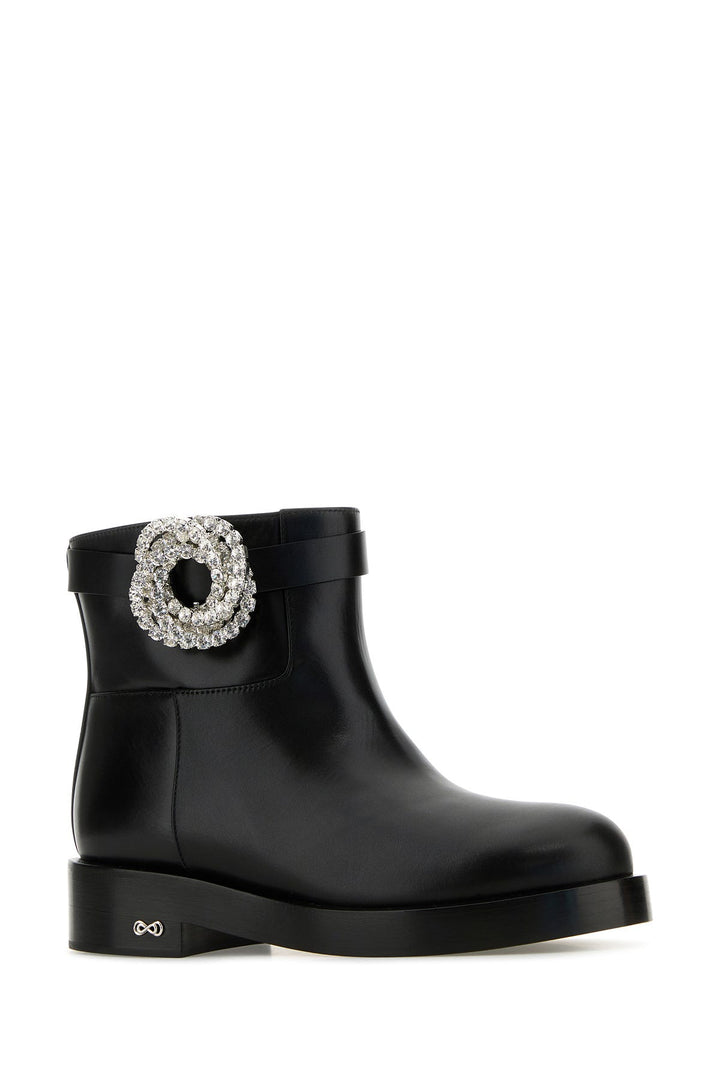 Black leather Galaxy ankle boots