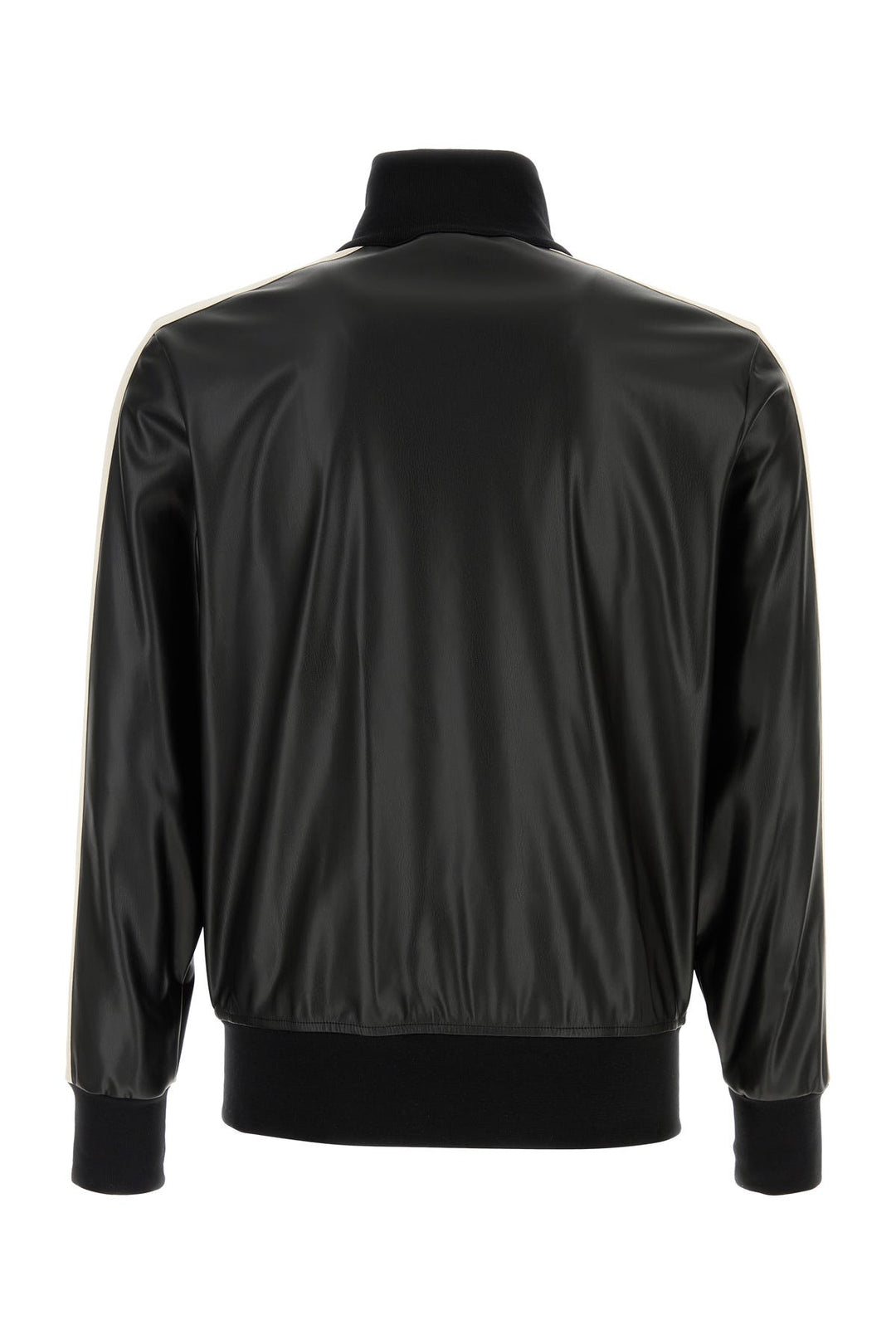 Black synthetic leather sweatshirt