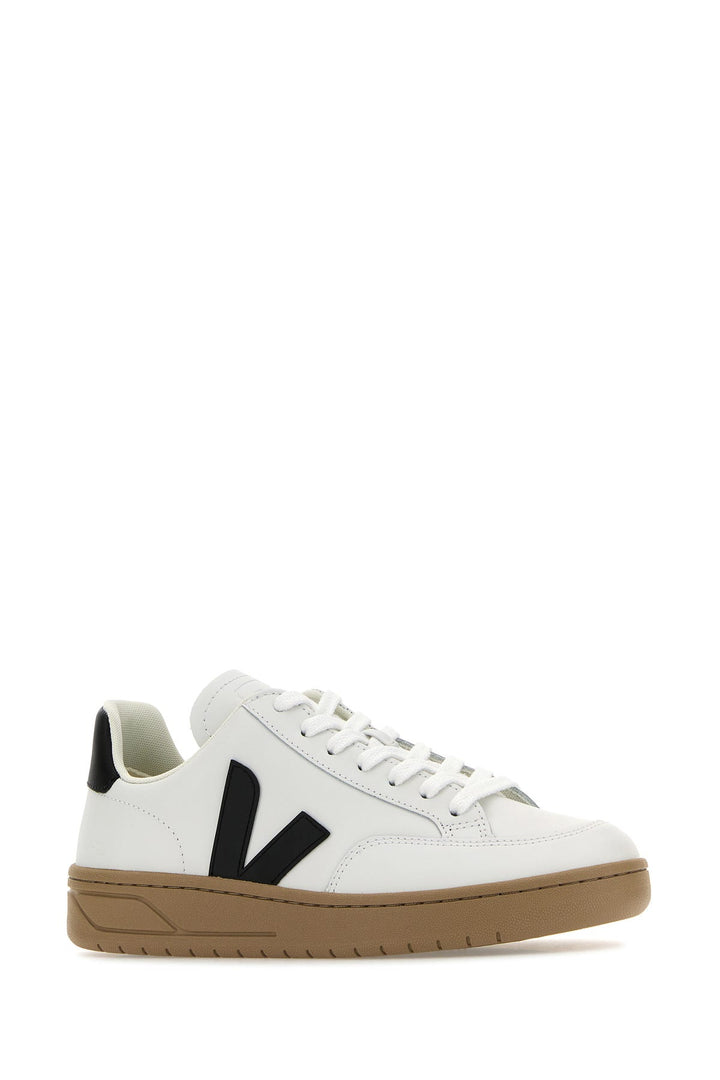 White leather V-12 sneakers