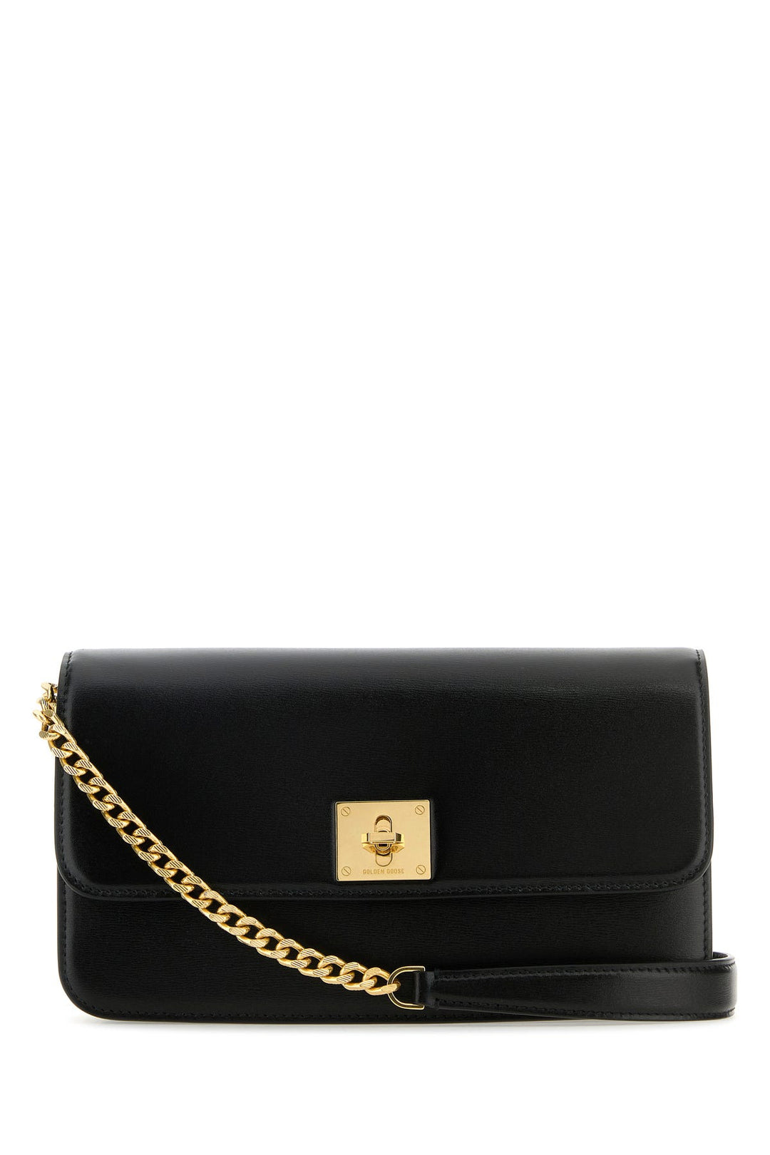 Black leather Gioia clutch