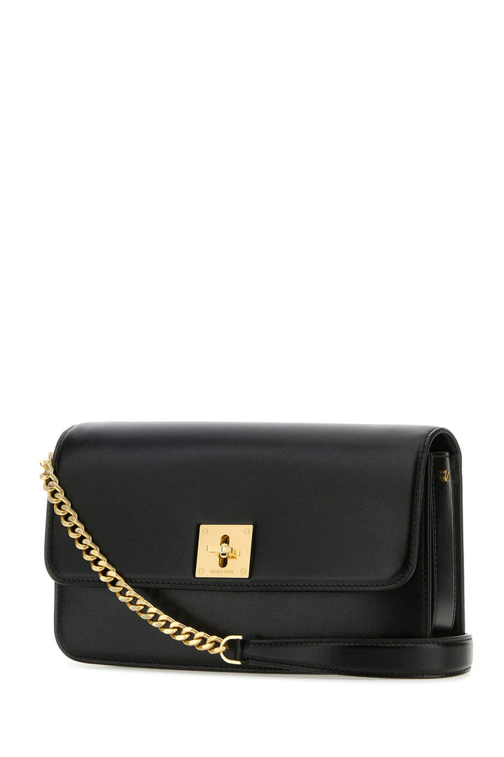 Black leather Gioia clutch