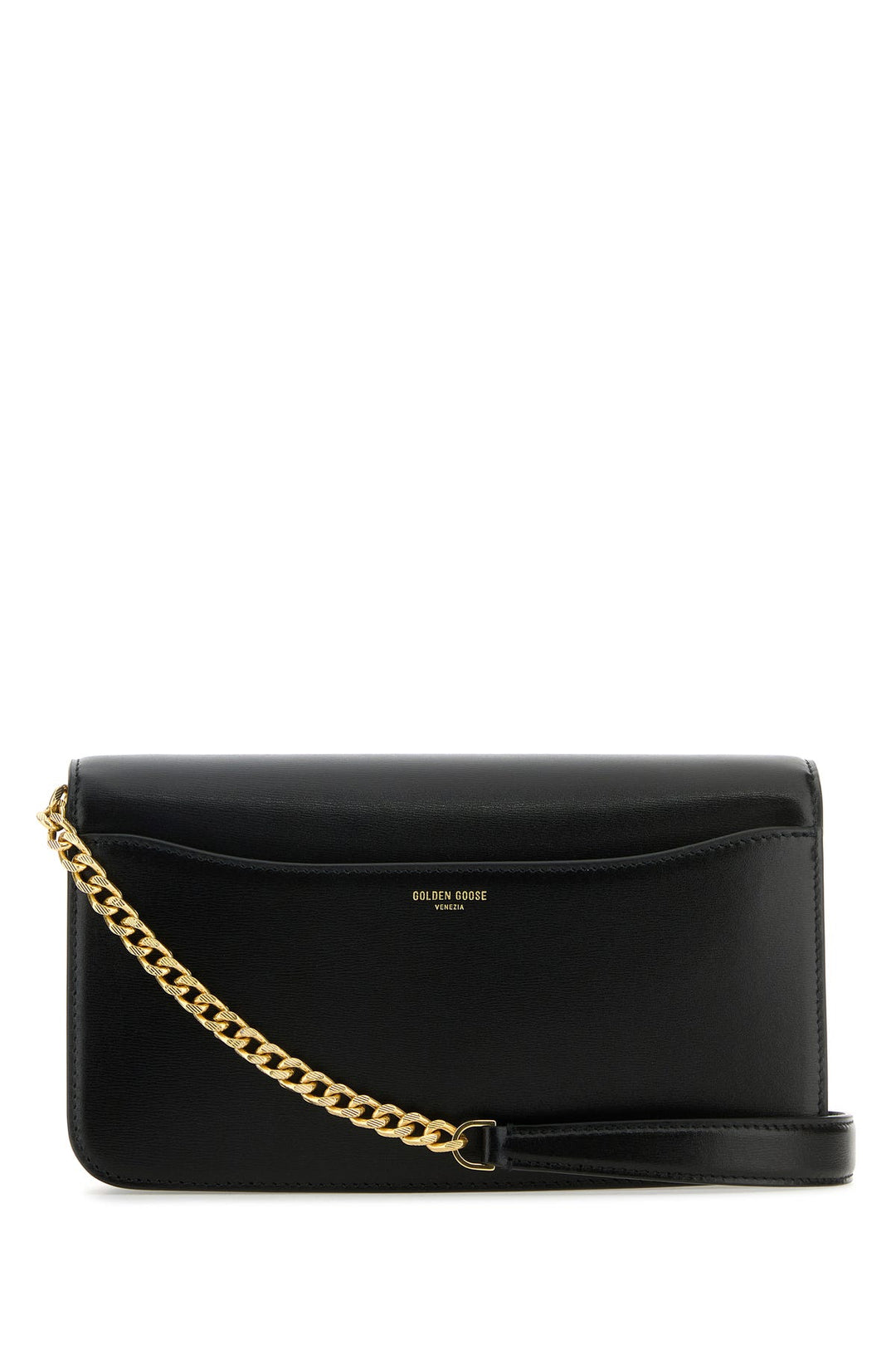 Black leather Gioia clutch