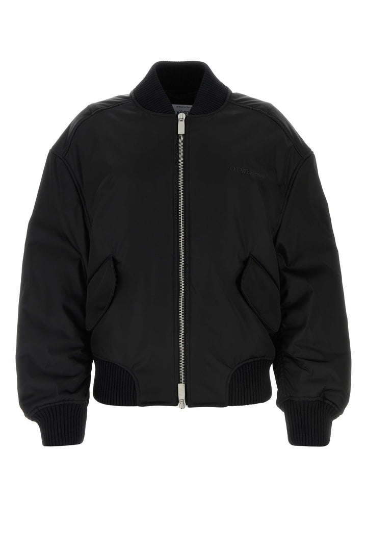 Black nylon blend bomber jacket