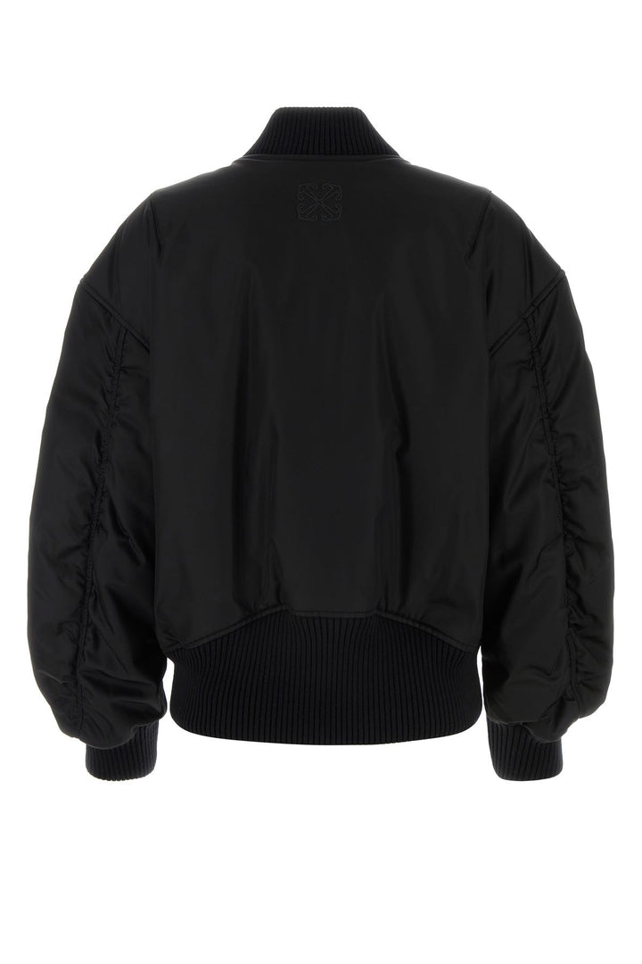 Black nylon blend bomber jacket