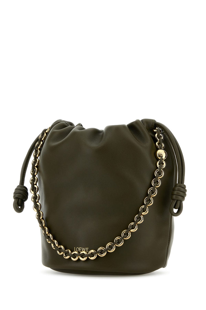 Khaki nappa leather Flamenco bucket bag