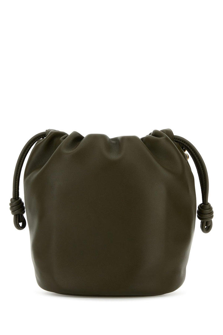 Khaki nappa leather Flamenco bucket bag