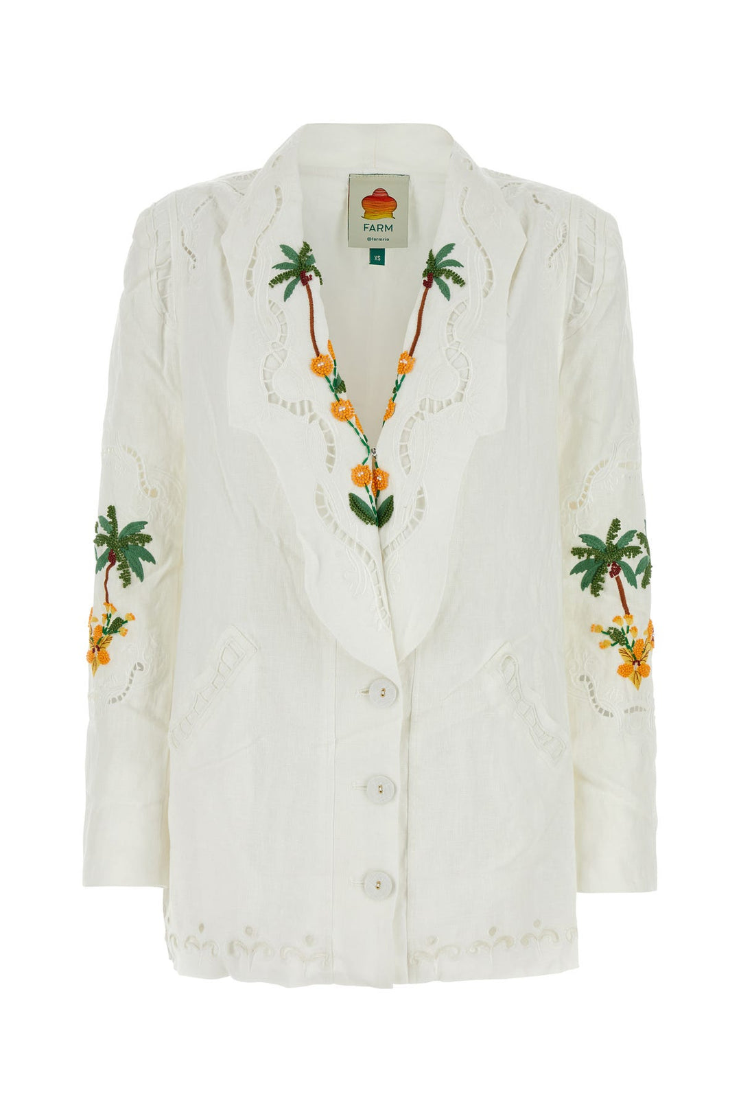 White linen Tree Macaw blazer