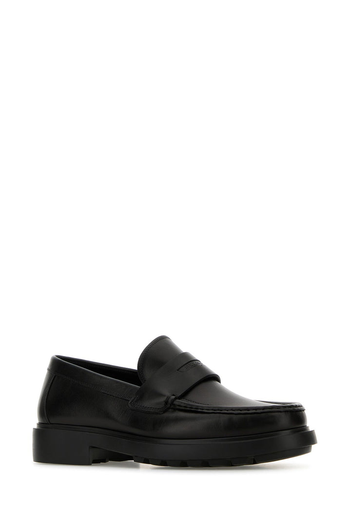 Black leather Donny loafers