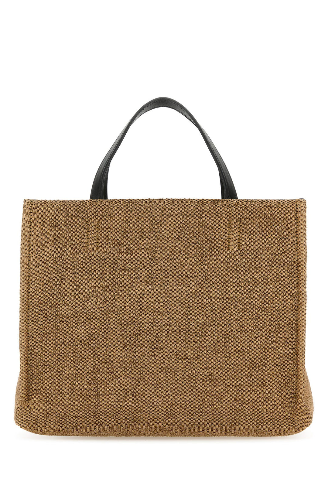 Camel raffia small TT Sign shopping bag