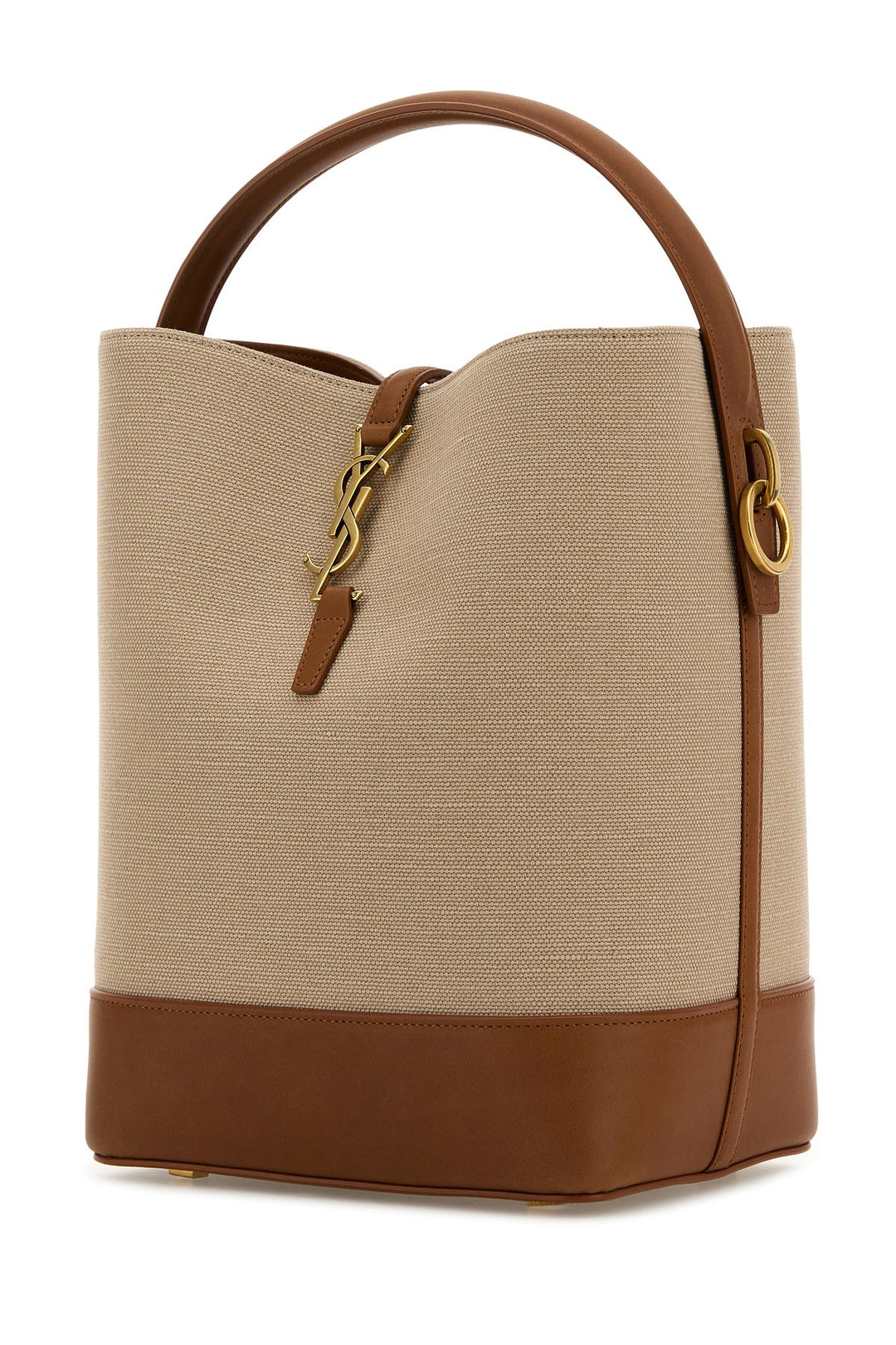 Two-tone canvas and leather Le 37 bucket bag