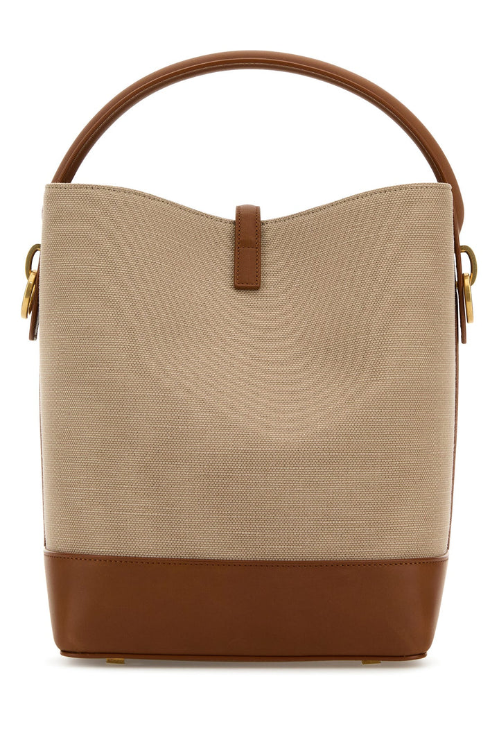 Two-tone canvas and leather Le 37 bucket bag