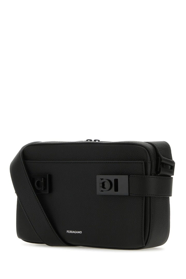 Black leather crossbody bag