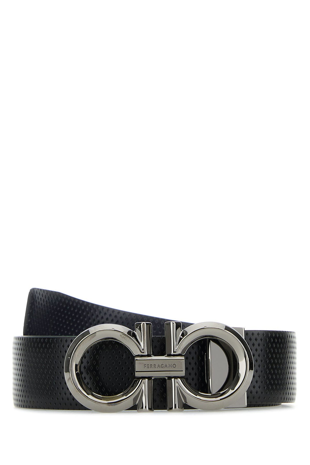 Black leather reversible belt