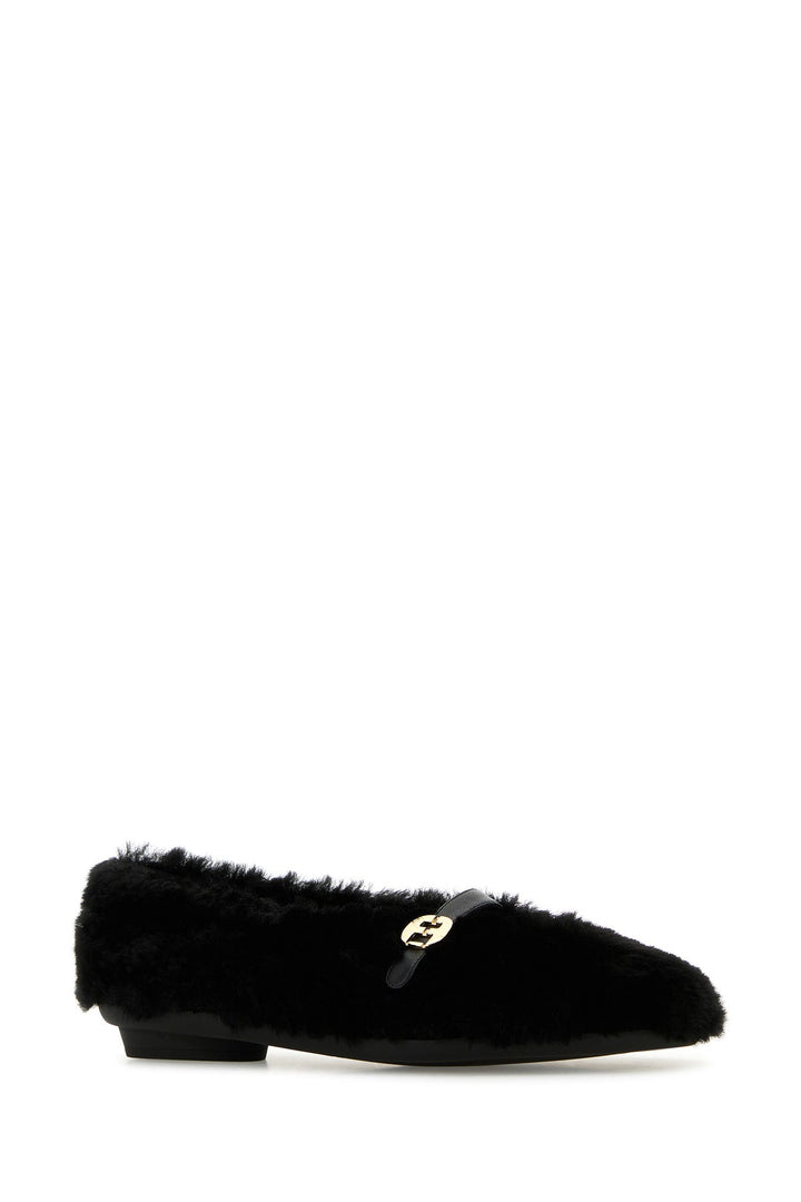 Black shearling Noella ballerinas