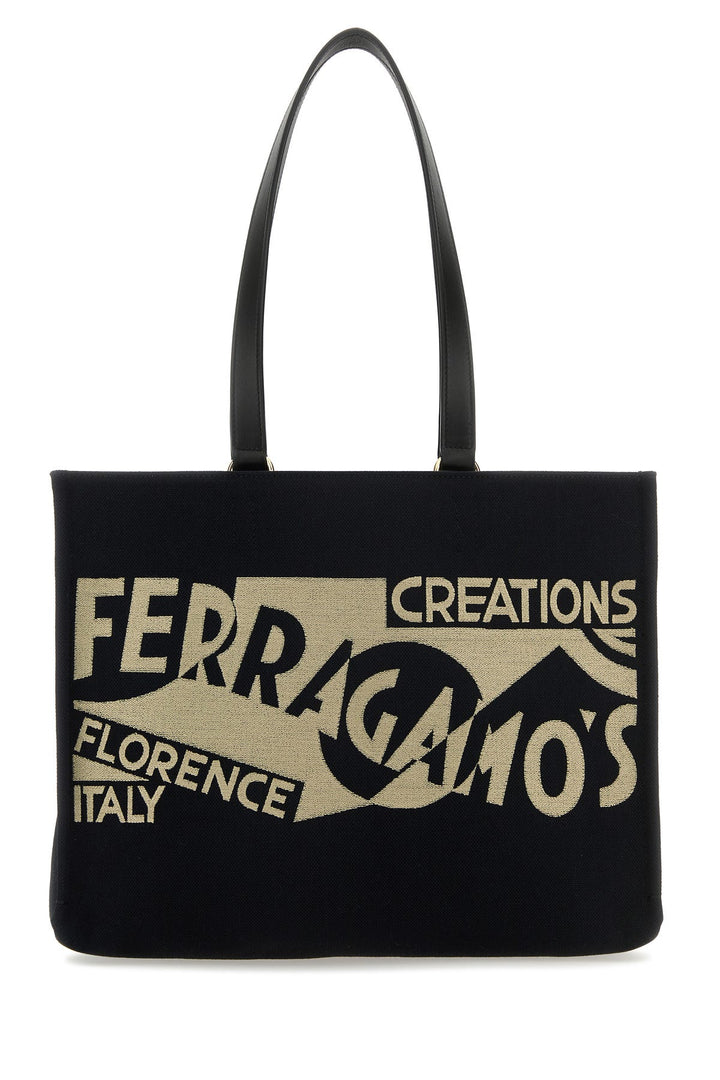 Black canvas shopping bag