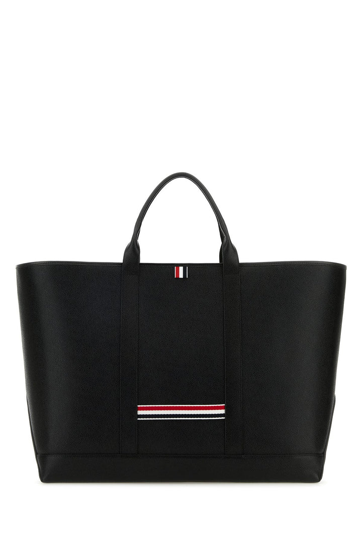 Black leather shopping bag