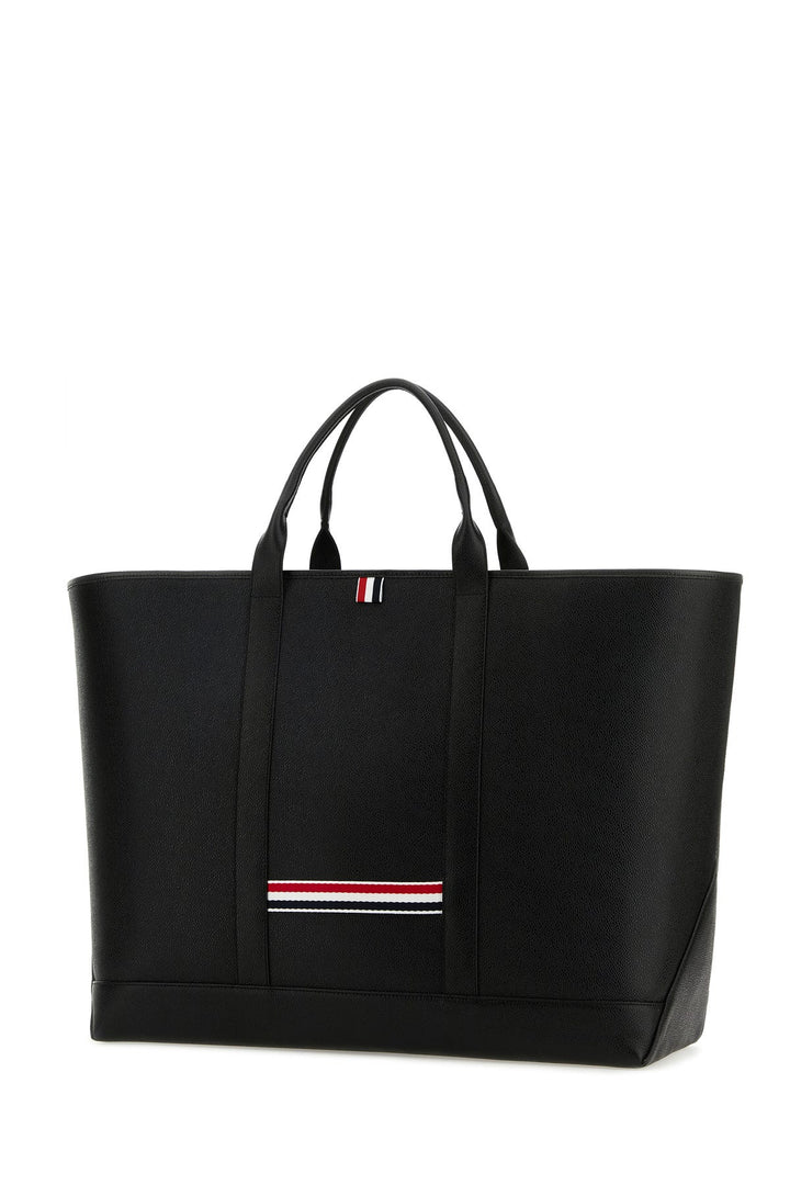 Black leather shopping bag