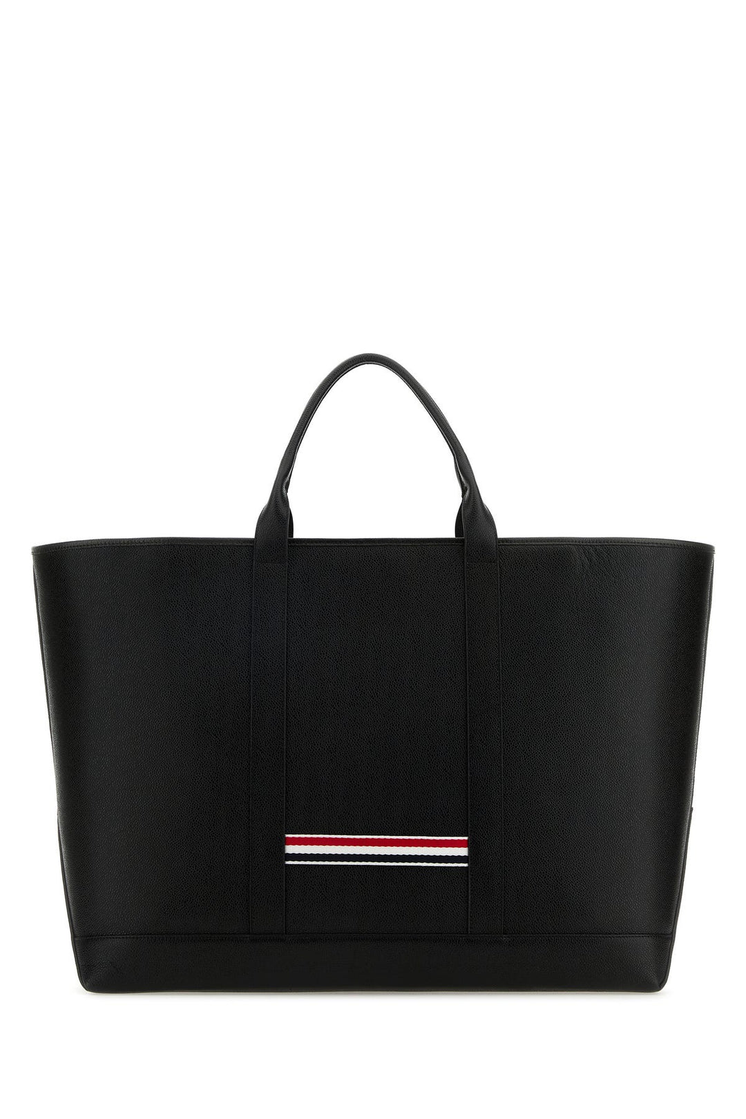 Black leather shopping bag