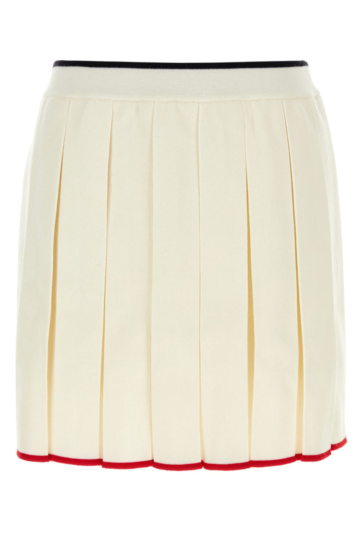 Ivory stretch wool blend mini skirt