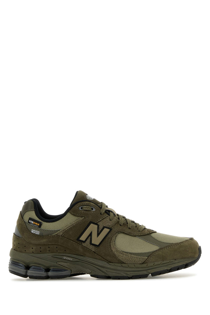 Army green suede and mesh 2002R sneakers