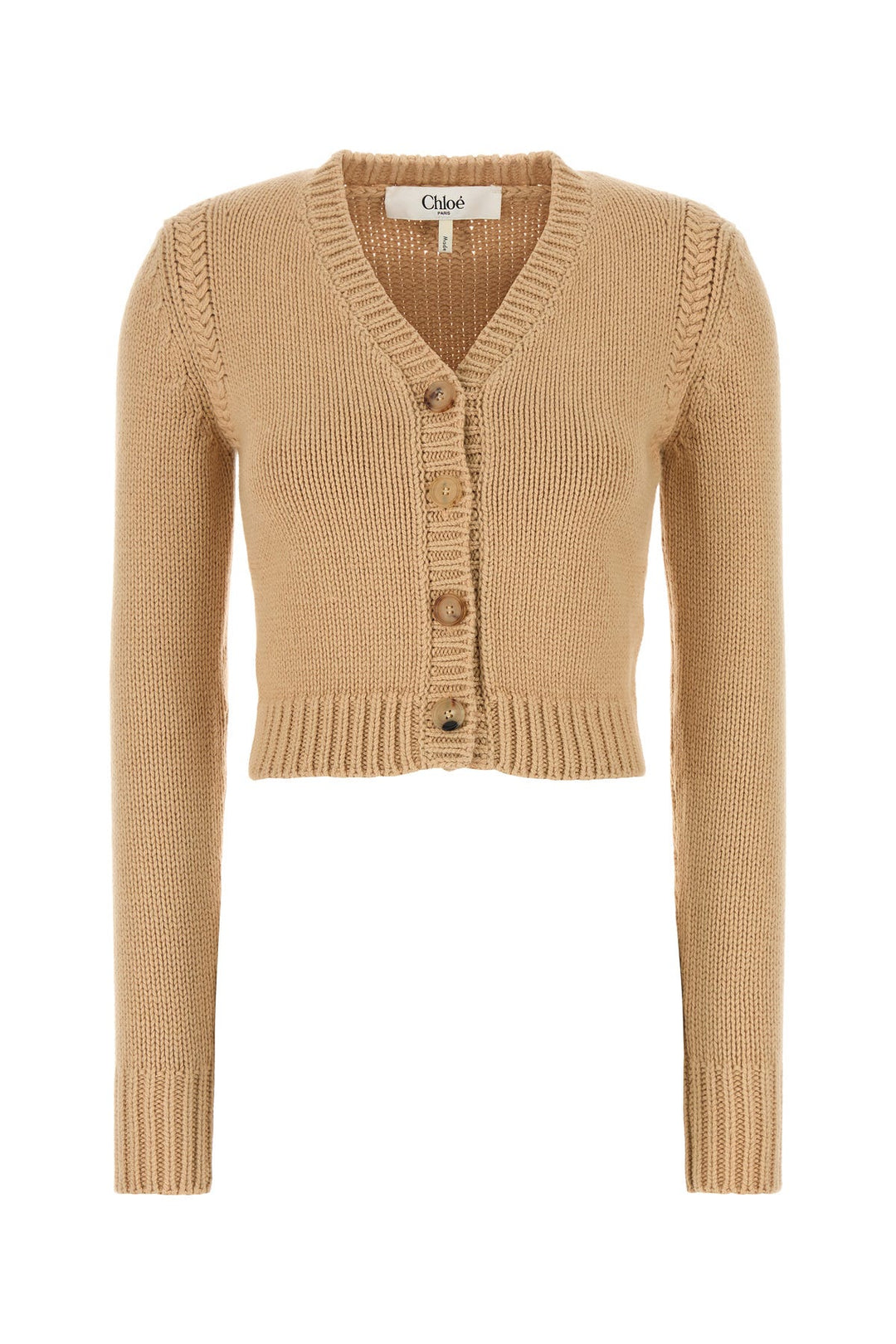 Beige cotton and cashmere cardigan