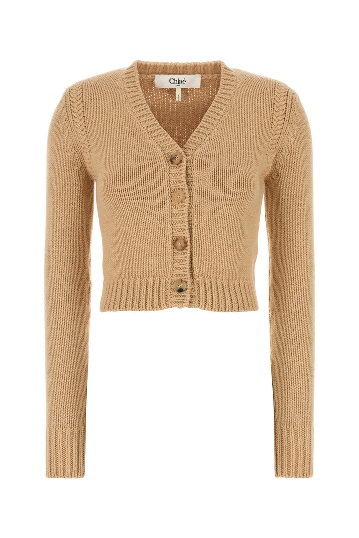 Beige cotton and cashmere cardigan