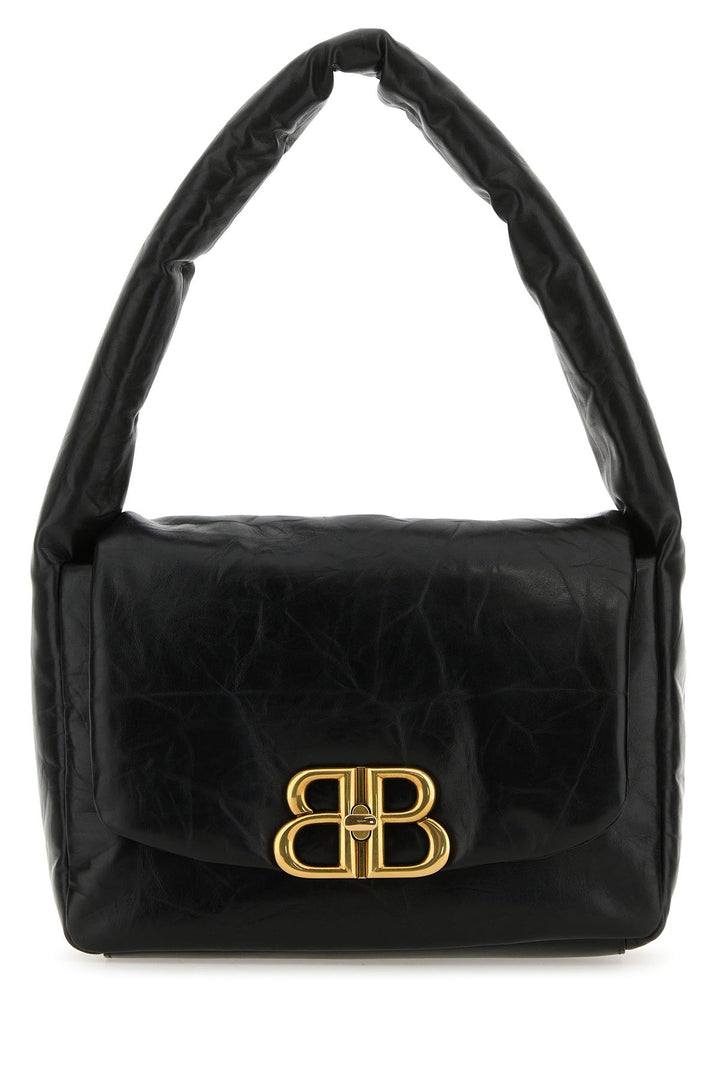 Black nappa leather small Monaco shoulder bag