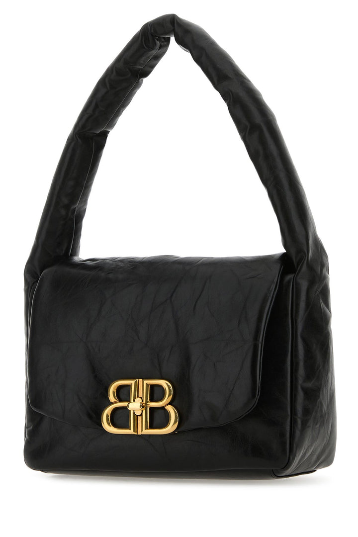 Black nappa leather small Monaco shoulder bag