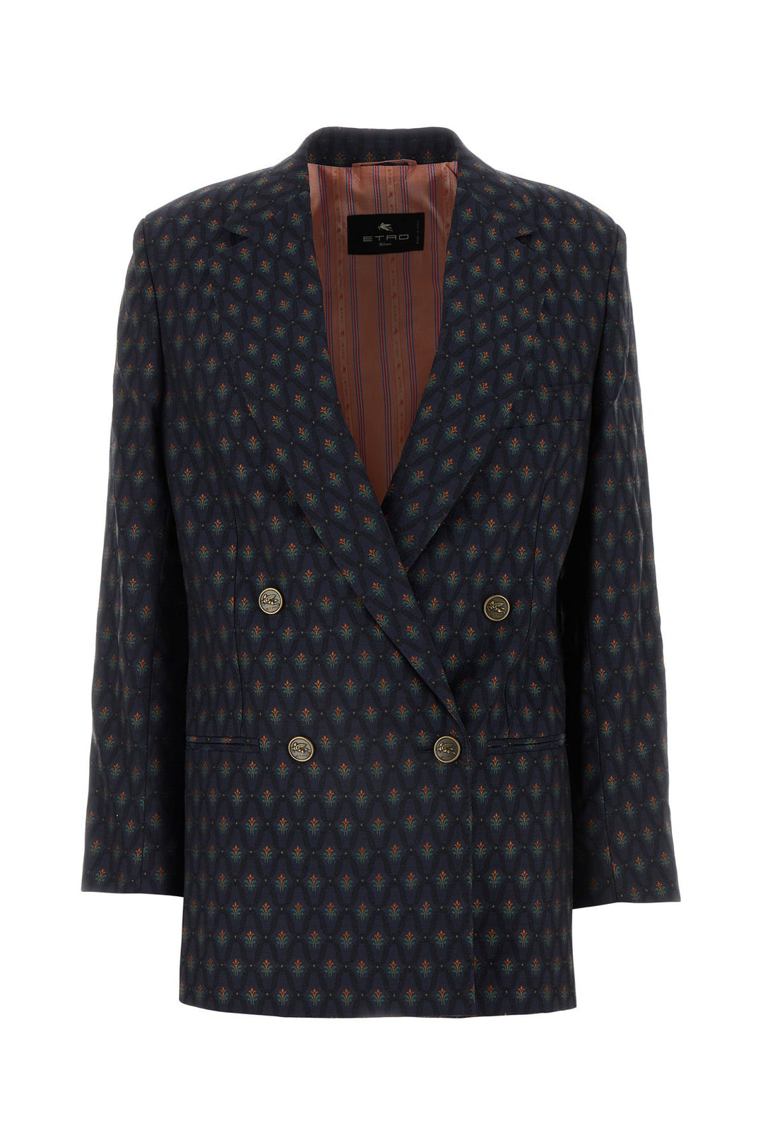 Embroidered wool blend blazer