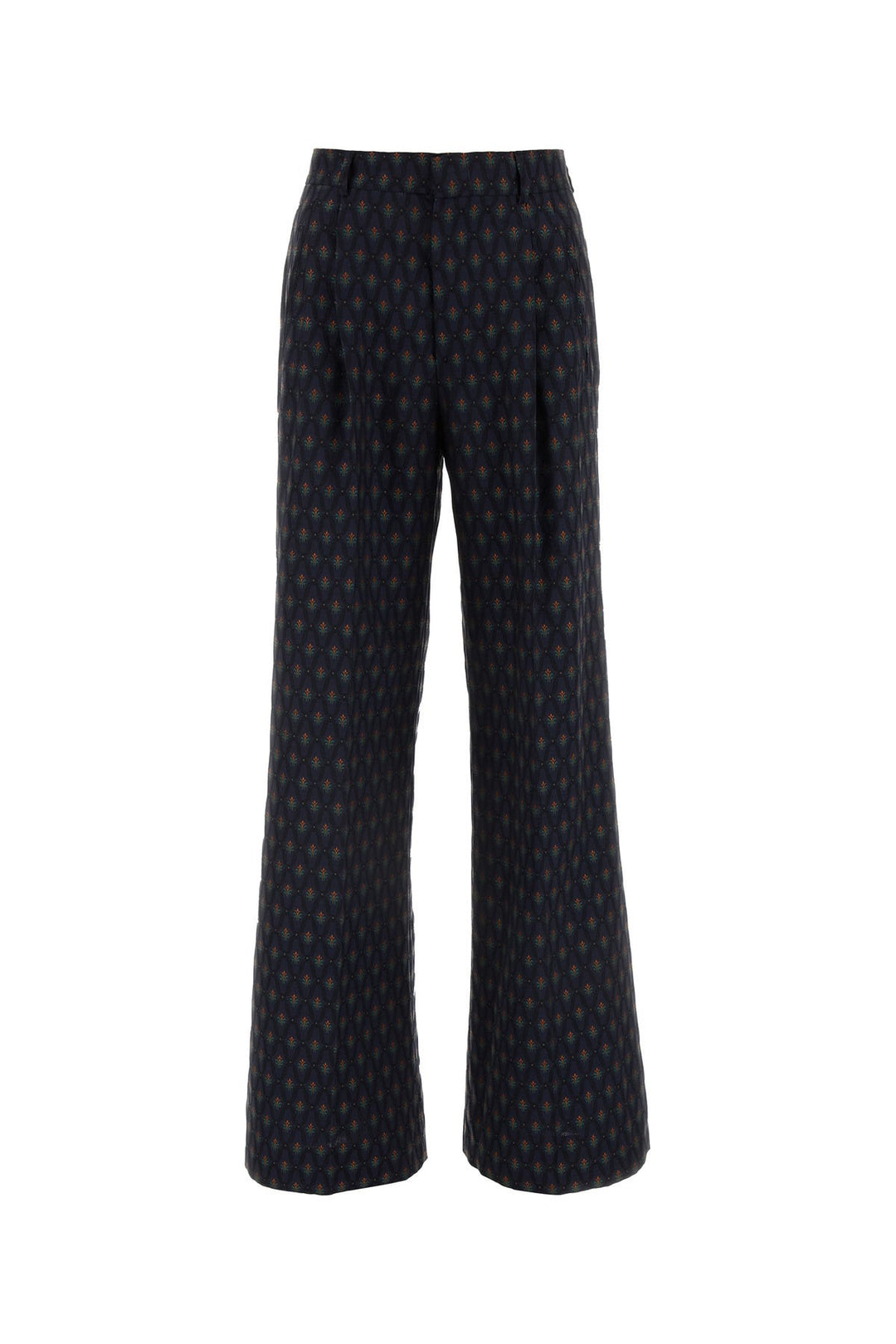 Embroidered wool blend pant