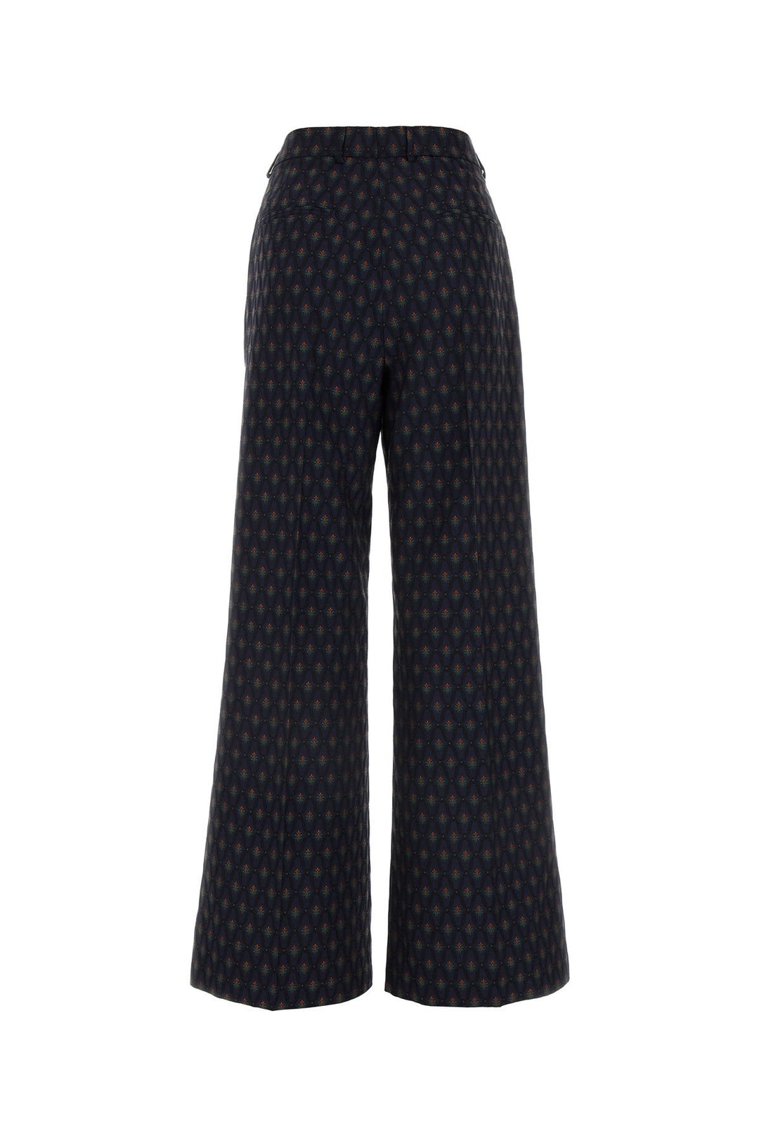 Embroidered wool blend pant