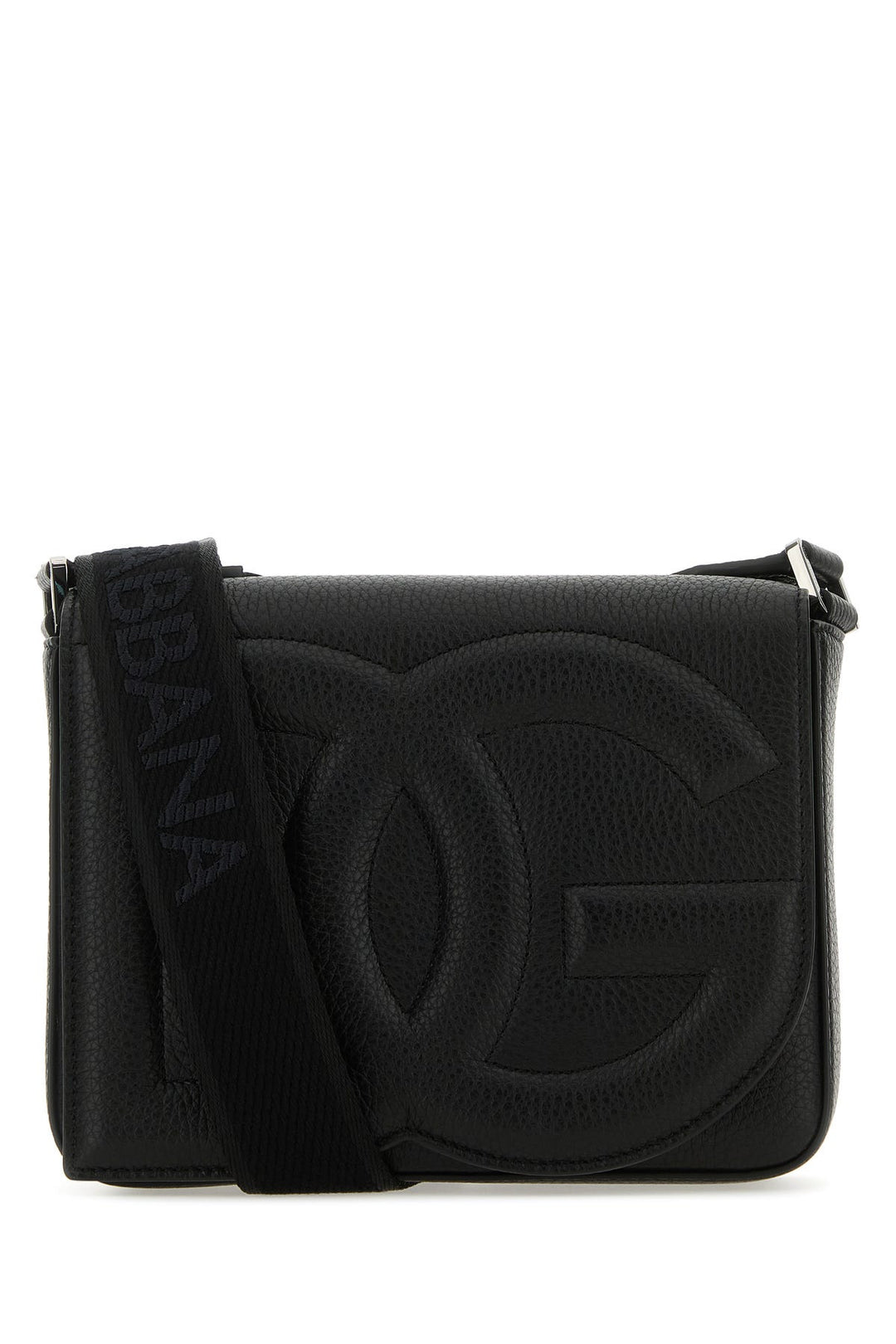 Black leather medium DG Logo crossbody bag