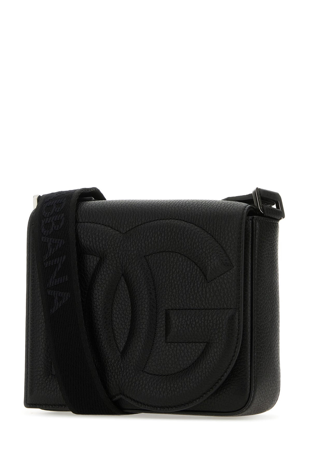 Black leather medium DG Logo crossbody bag