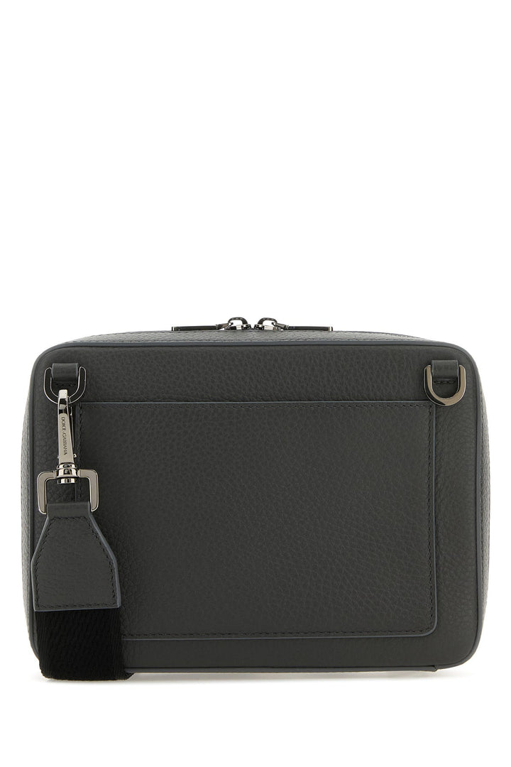 Dark grey leather crossbody bag