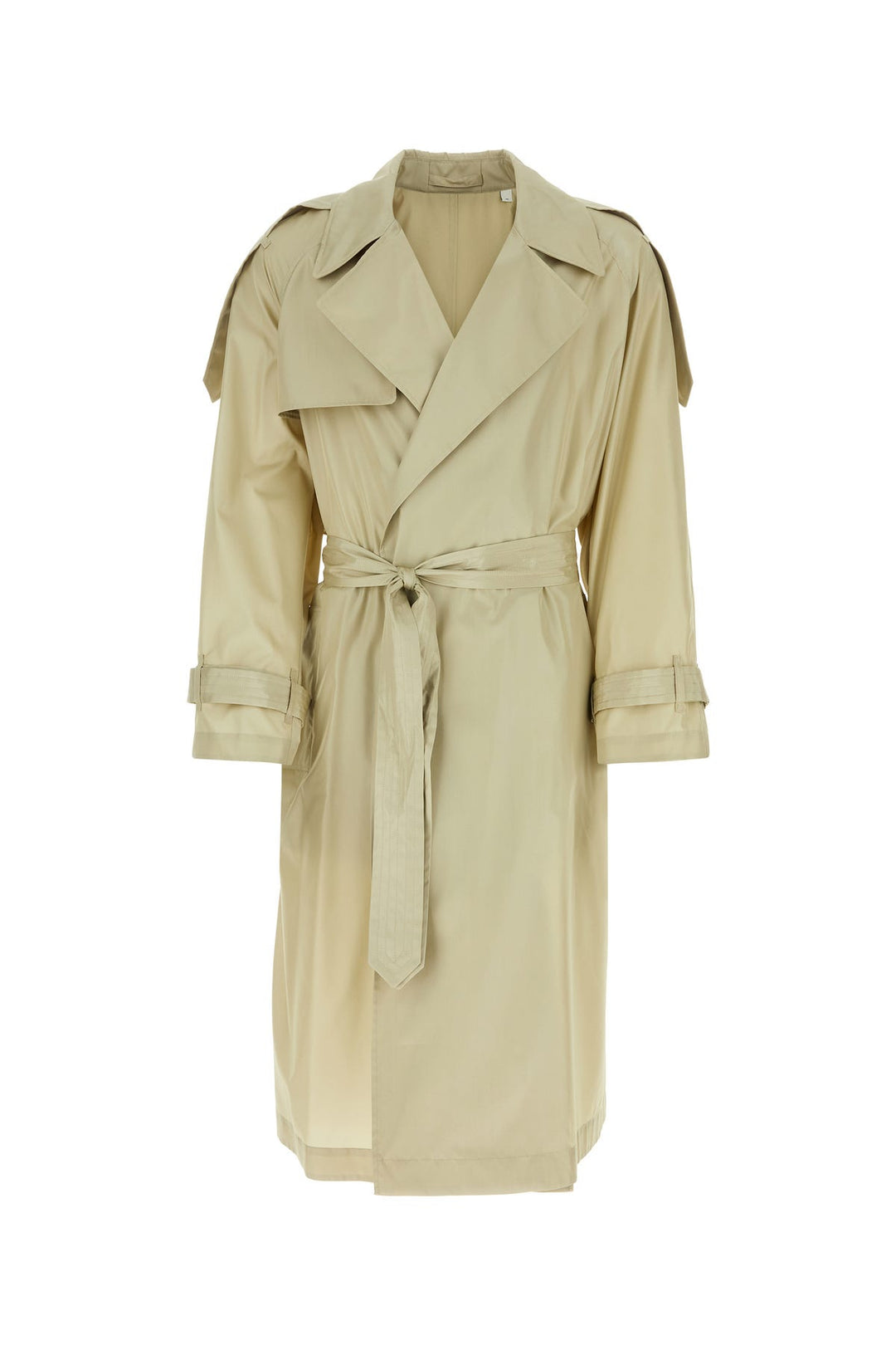 Sand silk trench coat