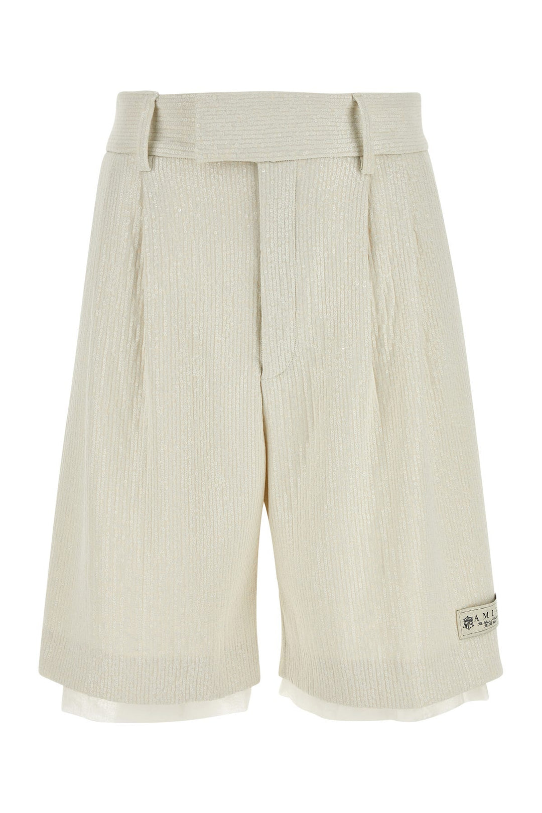 Ivory stretch polyester bermuda shorts