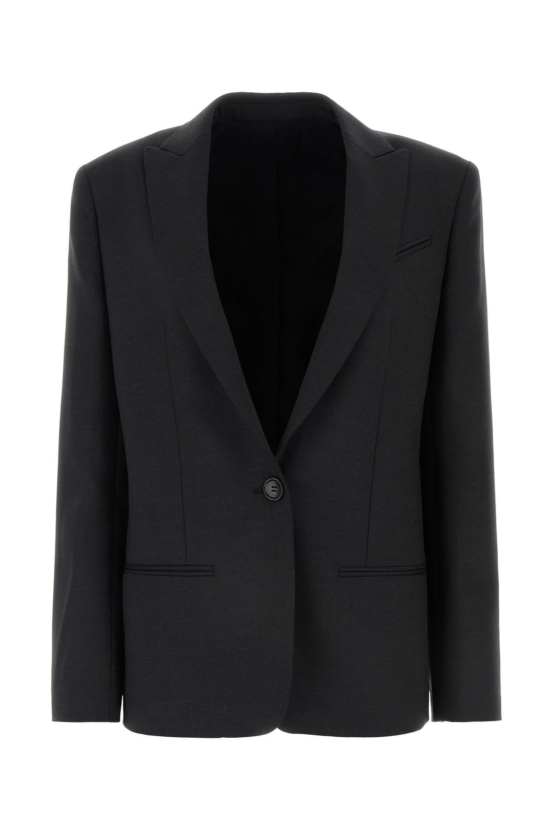 Charcoal stretch polyester blend blazer