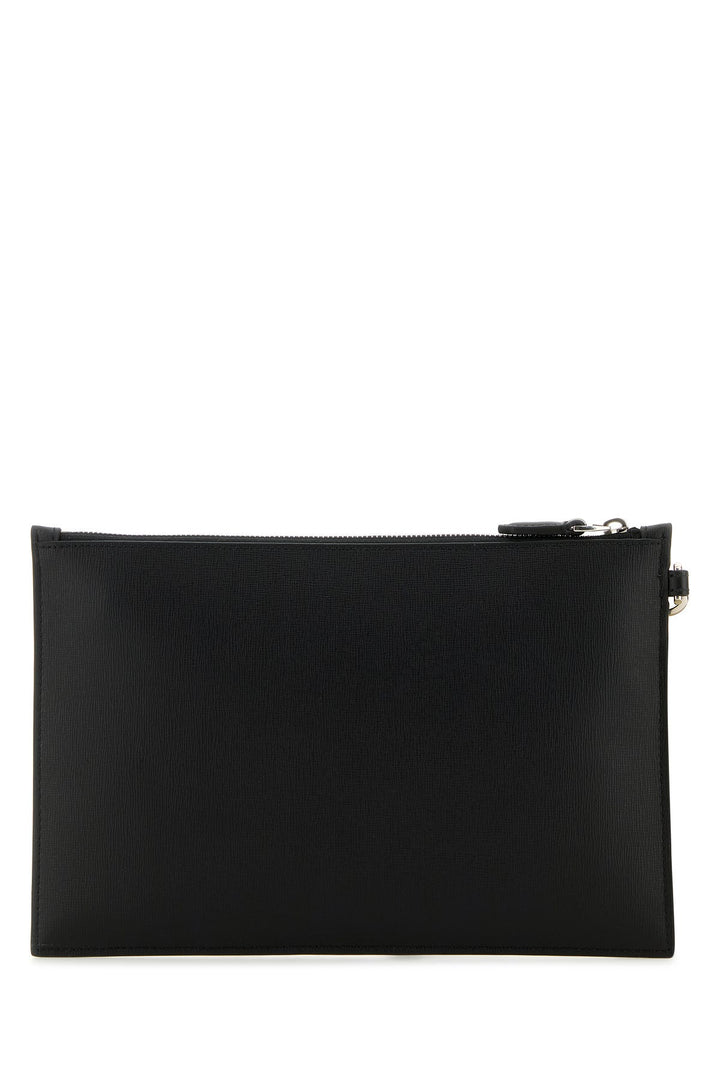 Black leather clutch