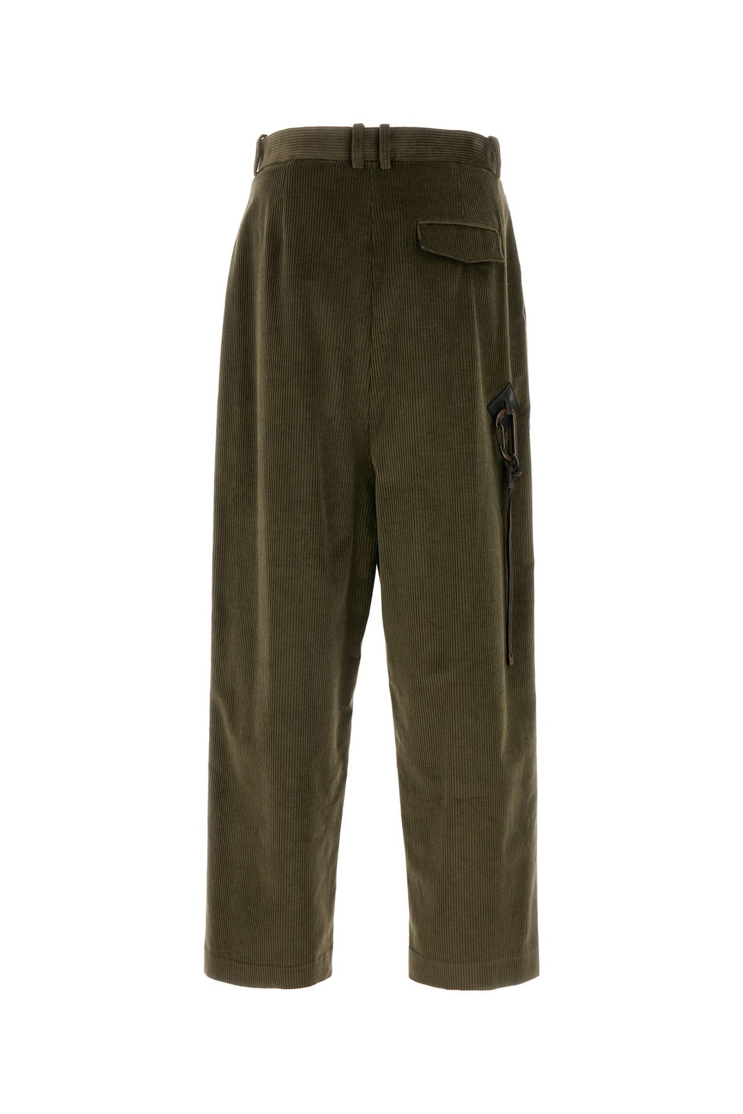 Khaki corduroy wide-leg pant