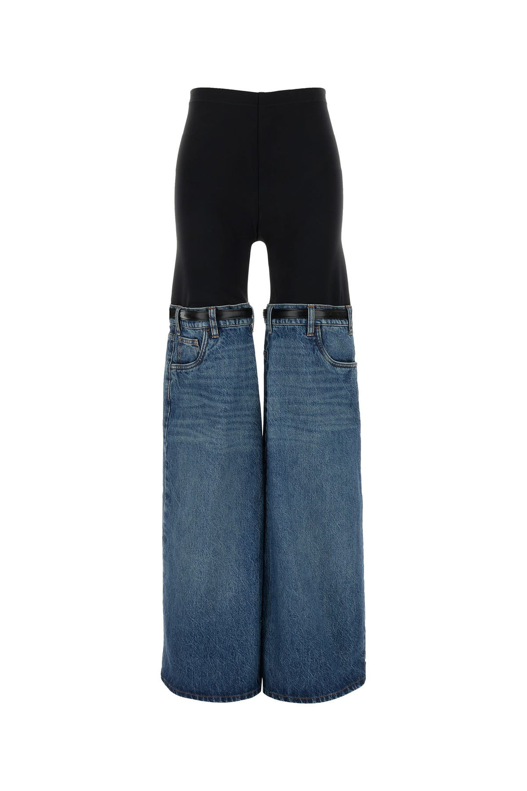 Two-tone denim jeans