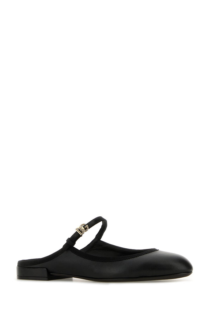 Black nappa leather slippers