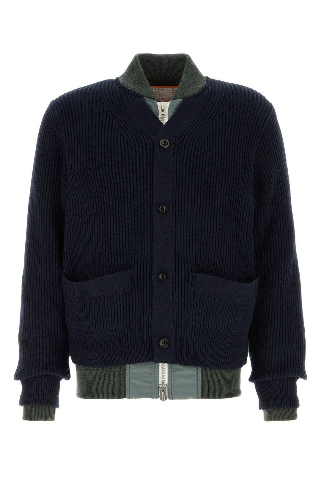 Dark blue cotton blend cardigan