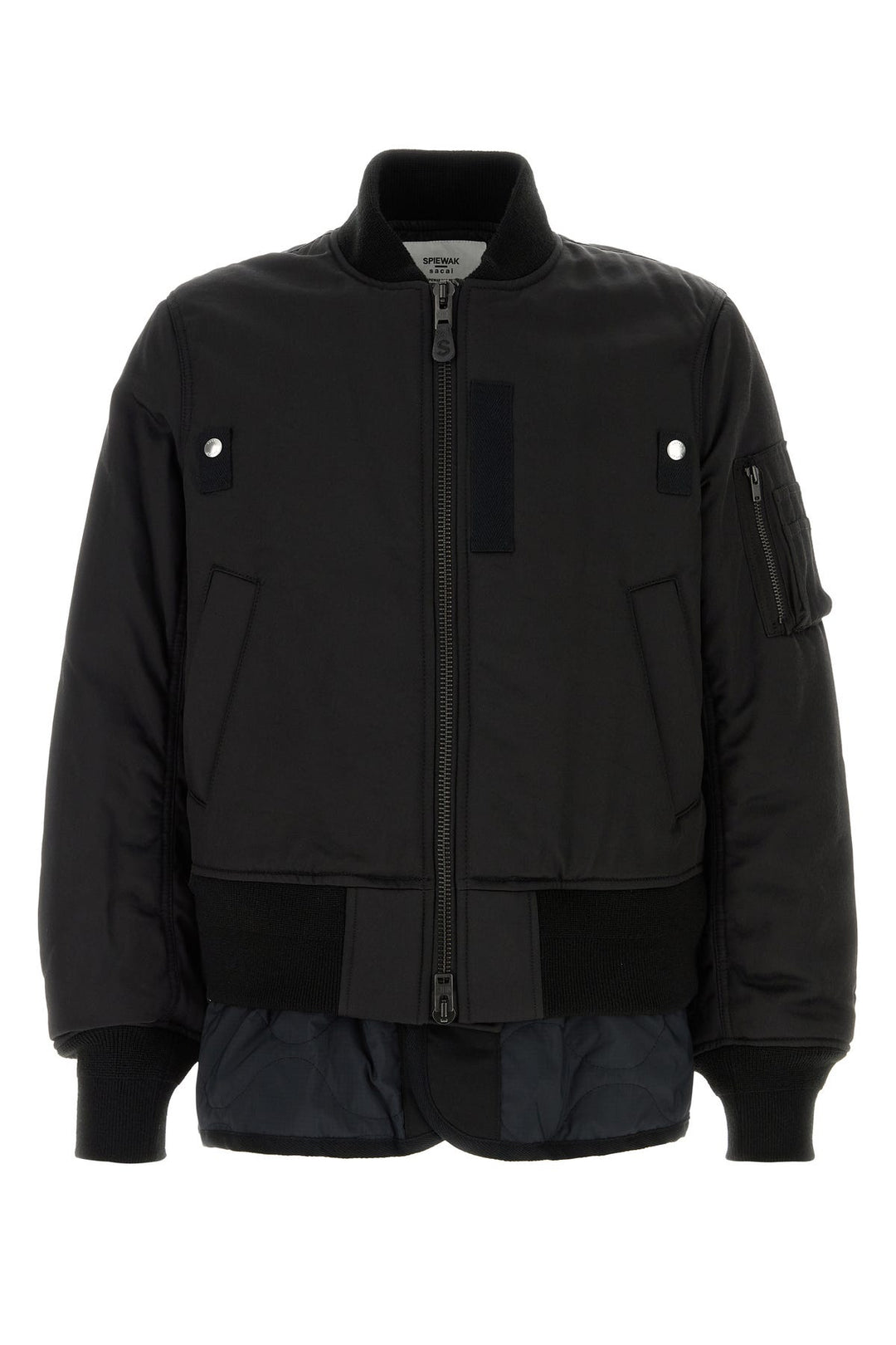 Black rayon blend bomber jacket