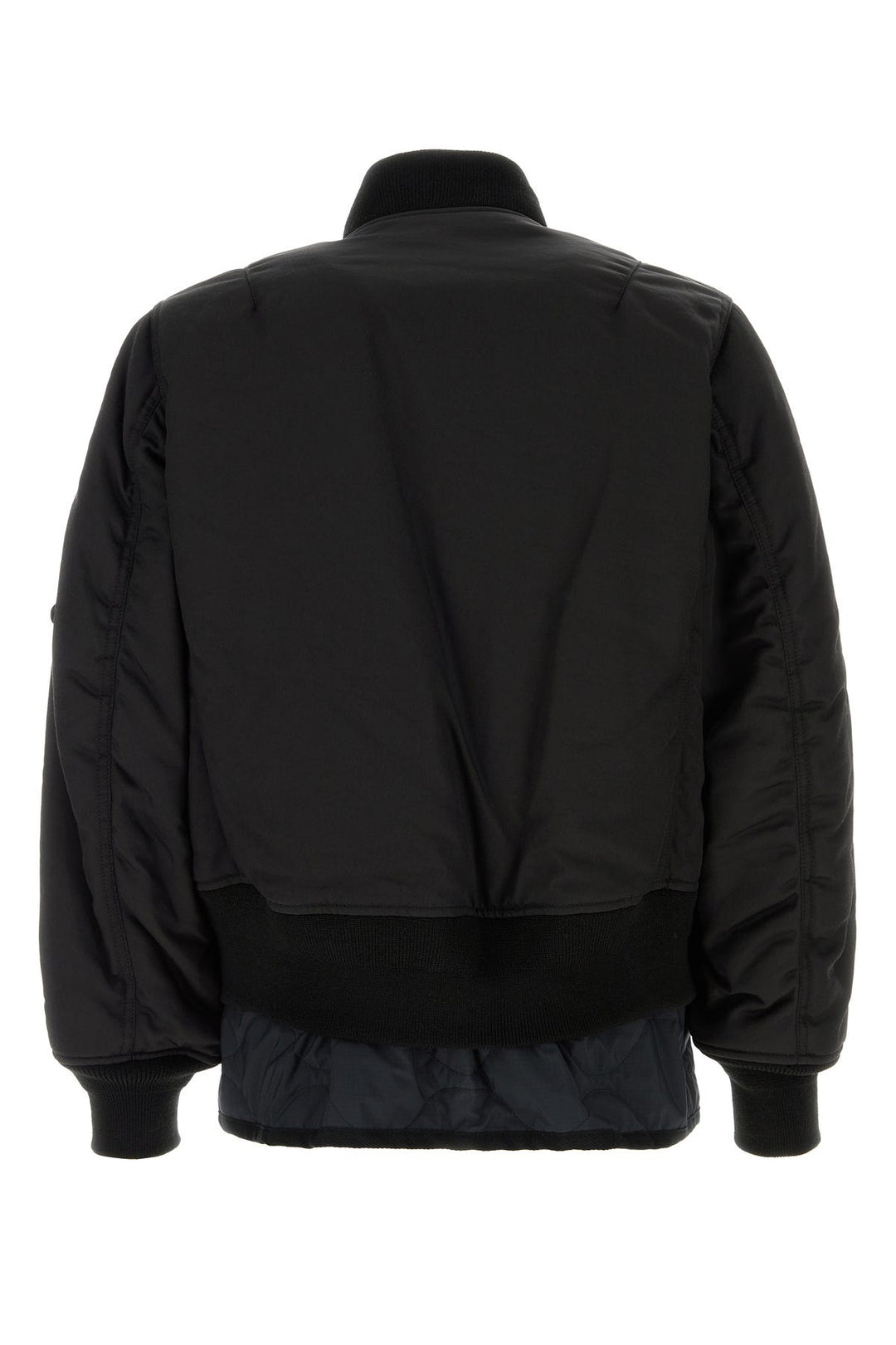 Black rayon blend bomber jacket