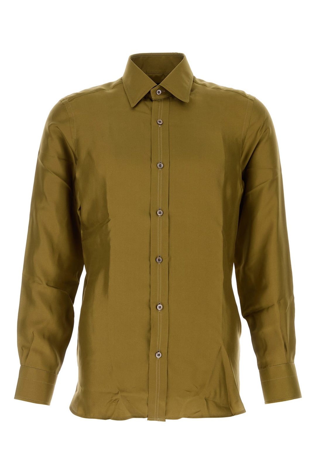 Olive green silk shirt