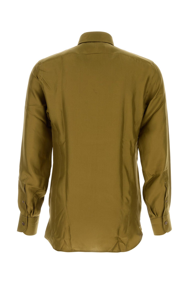 Olive green silk shirt