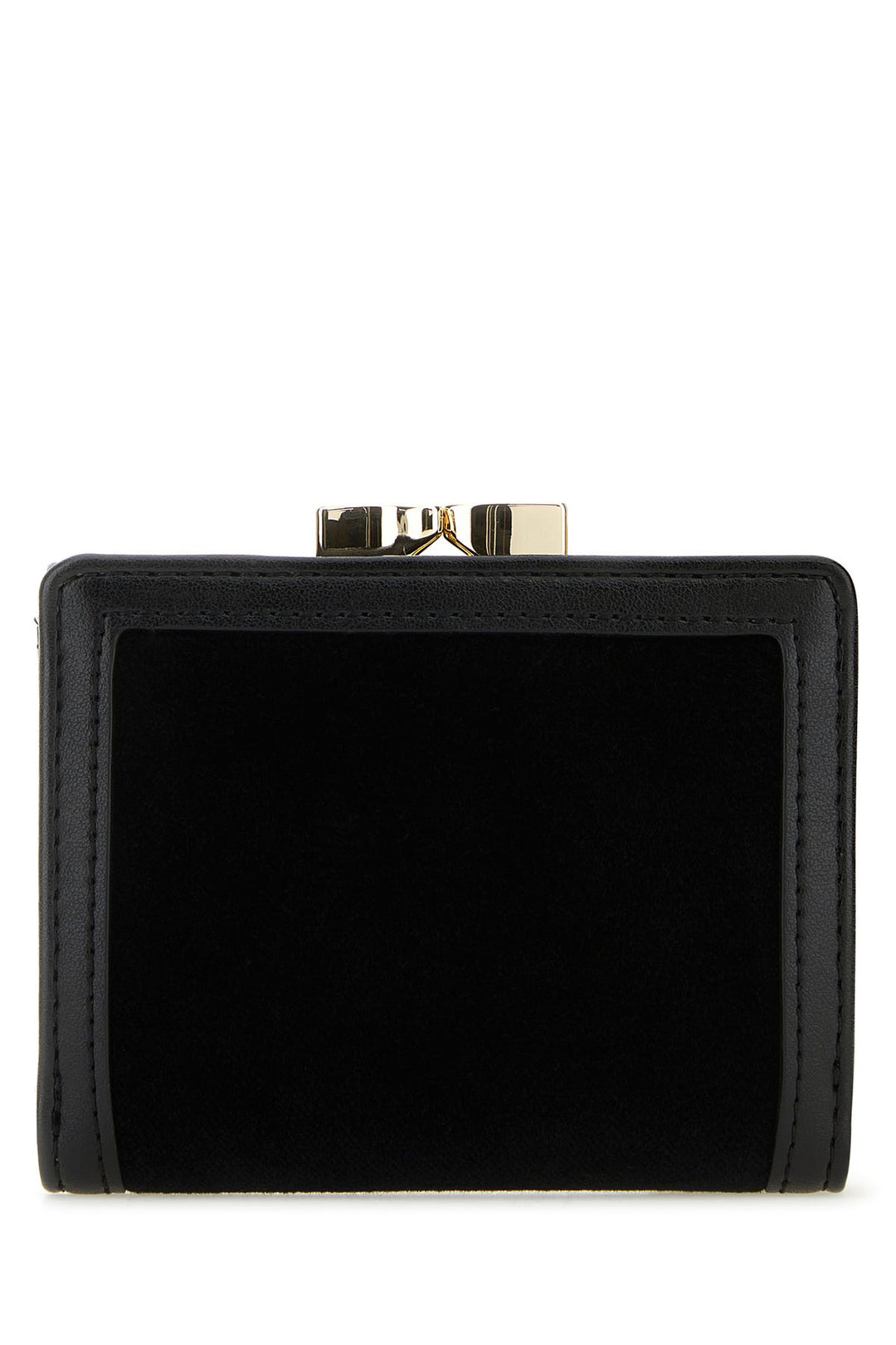 Black velvet and synthetic leather wallet