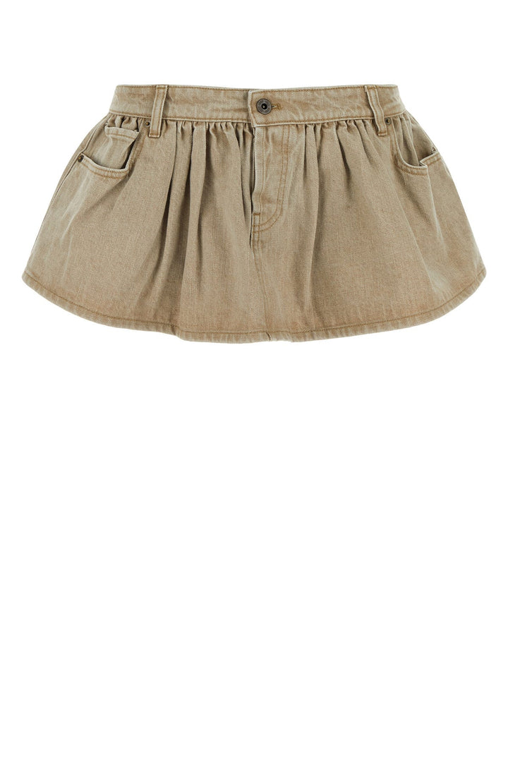 Beige denim mini skirt